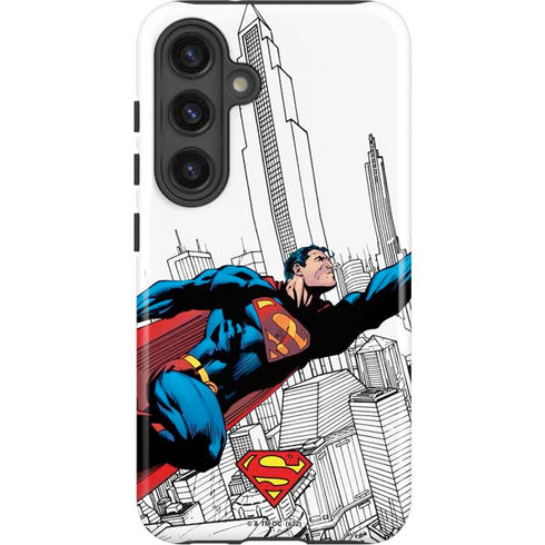 DC Comics Superman Super Speed Flying Over City Galaxy S25 Impact Case